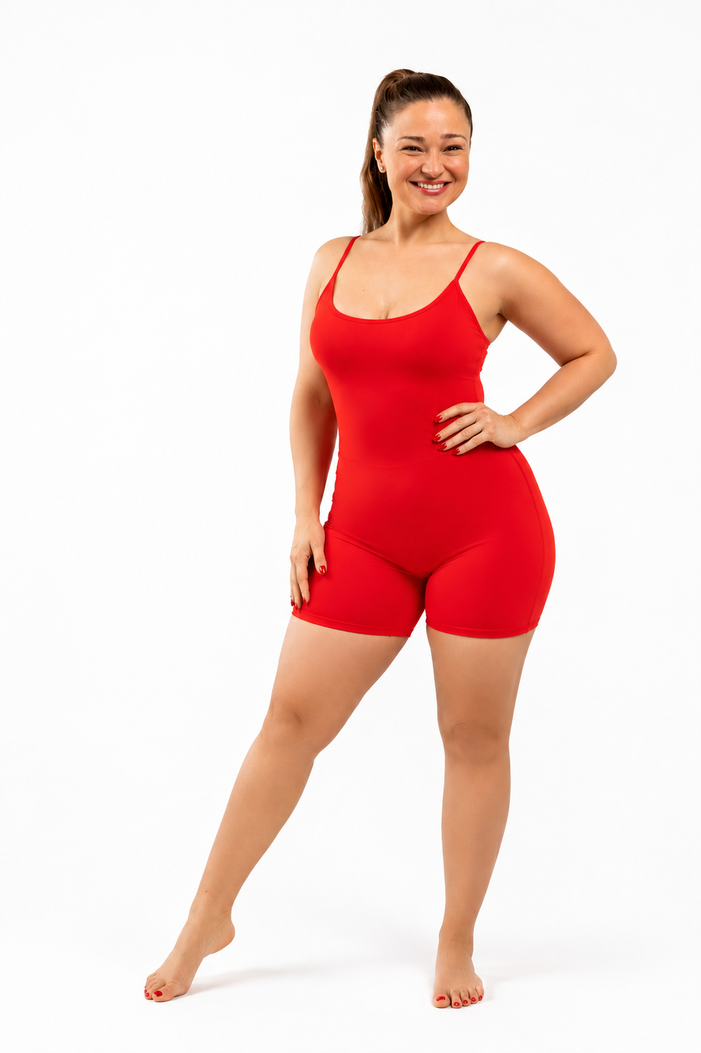 Red short jumsuit onesie for yoga for women
