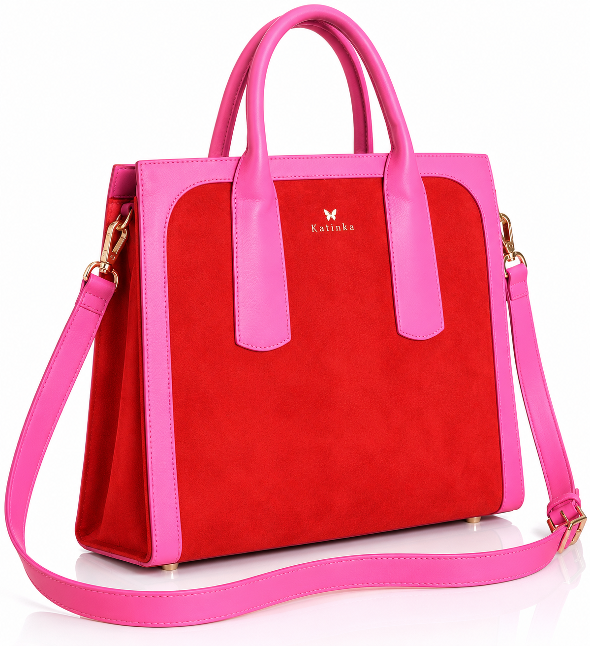 Vegan Office Bag Christine Vivid Pink & Red